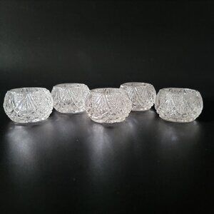 Set Of 5 Antique EAPG Robinson Glass Co. "Josephine's Fan" Open Salt Salt Cellar